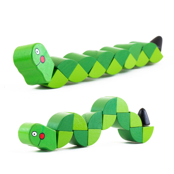 PROLOSO 5 Pack Wooden Wiggling Worms Twistable Animals Grasping Fidget