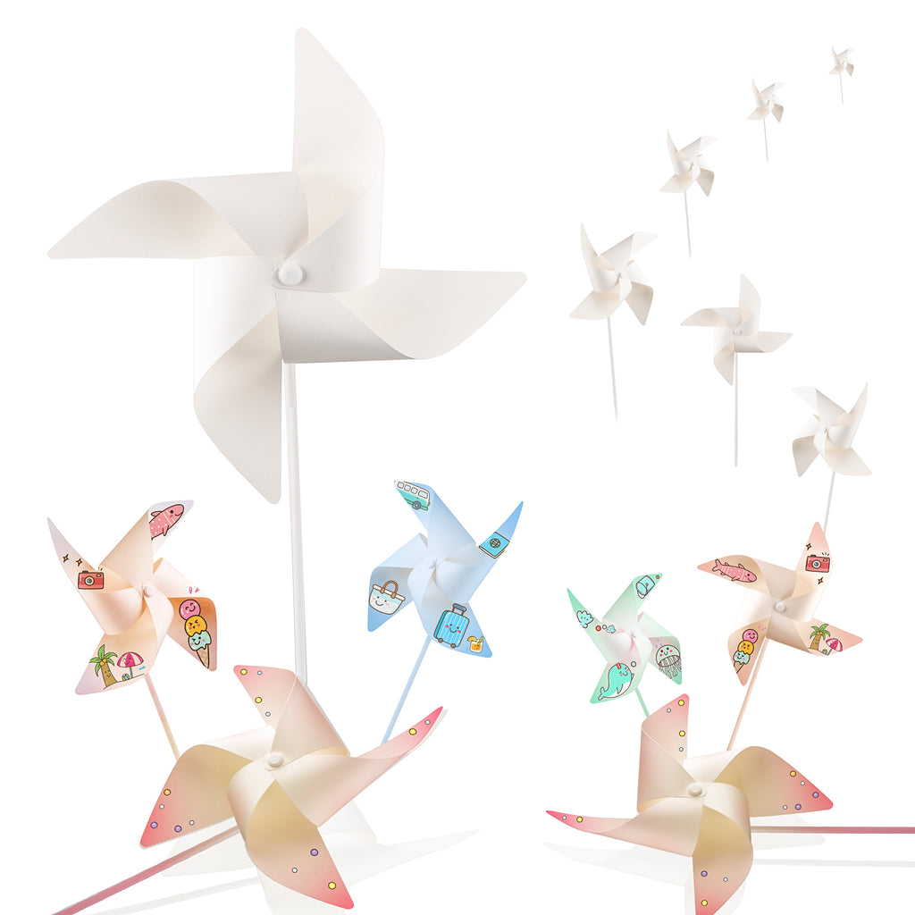 PROLOSO 20PCS White Blank Paper Pinwheel Graffiti Your Own Windmill Daycare  DIY Pin Wheels Summer Craft Activities for Kids Early Education Painting