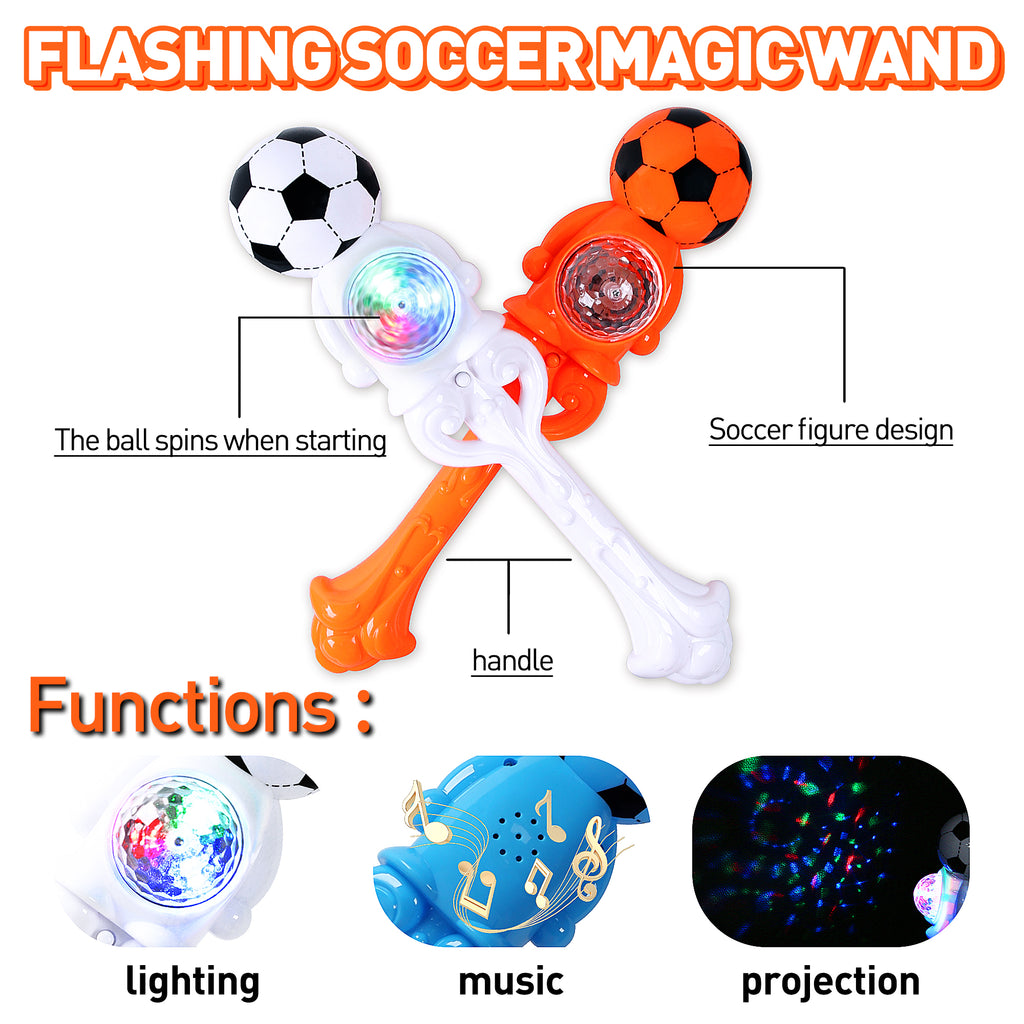 PROLOSO Glow in the Dark Spinning Magic Wand with Sound Effect Soccer
